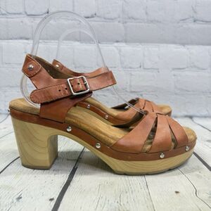Clarks Artisan Sandals Women Size 8.5 Brown Platform Leather Slingback Boho Shoe